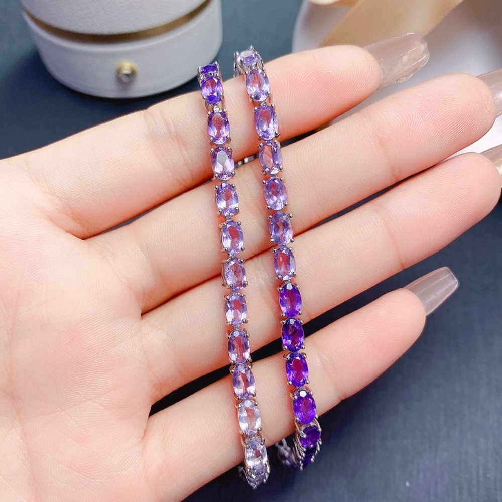 NEW 925 STERLING NATURAL GEMSTONE TENNIS BRACELET 7' - Picture 4 of 4